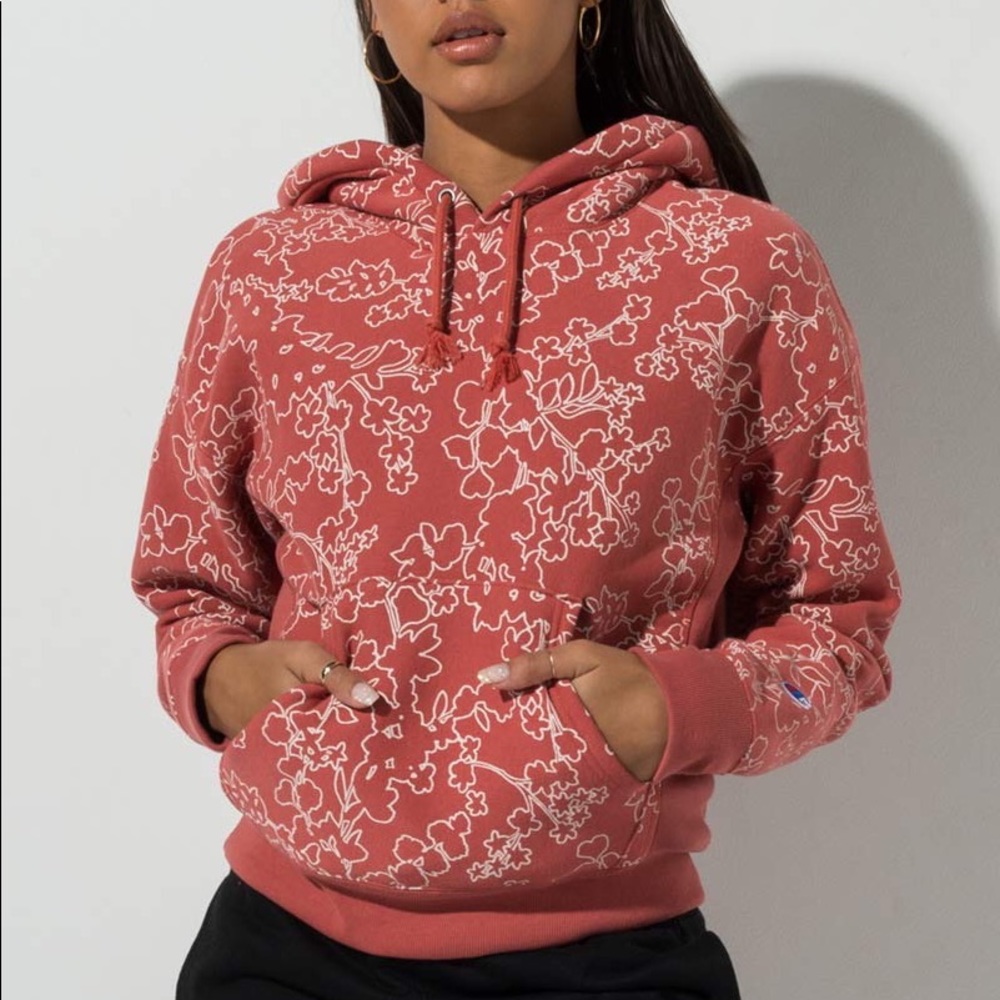 New Champion reverse weave floral print hoodie rare
